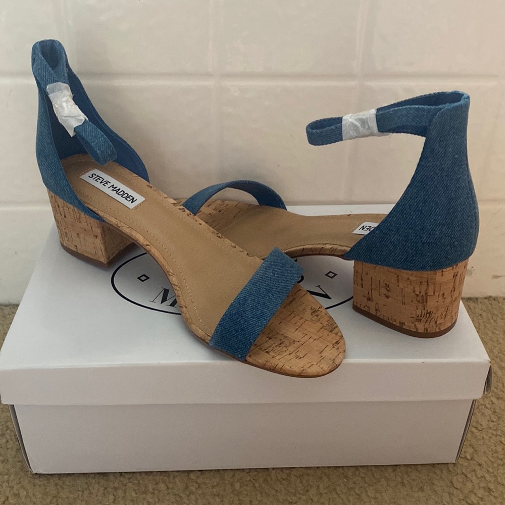 Steve Madden Irene denim / cork heel